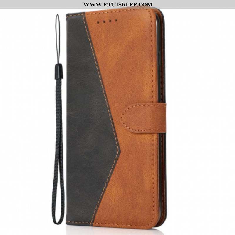 Etui Folio do Oppo A94 5G Dwukolorowa Trójkątna Sztuczna Skóra